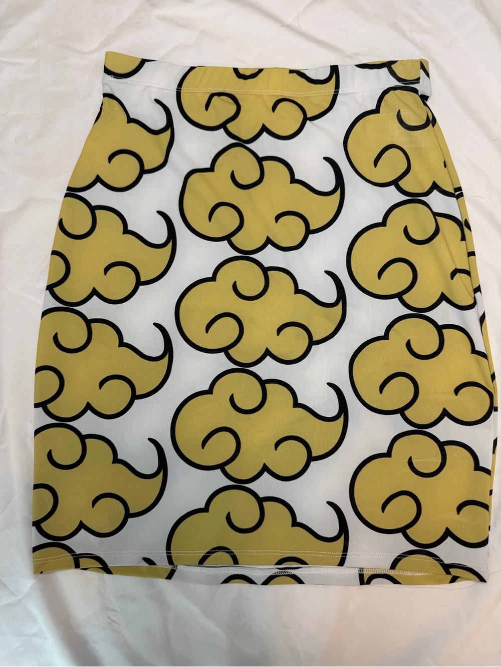 Yellow Cloud Print Pencil Skirt for Women